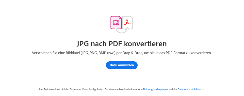 JPG in PDF umwandeln - Adobe Acrobat Online Tool