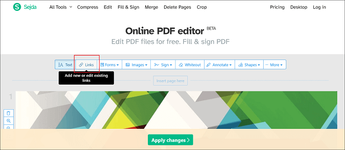 Einen Link zu einem PDF online hinzufügen - Sejda