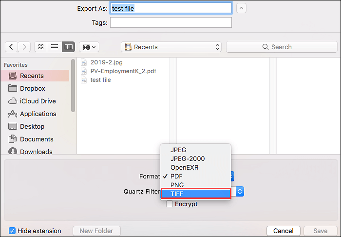 PDF-Datei in TIFF auf Mac konvertieren