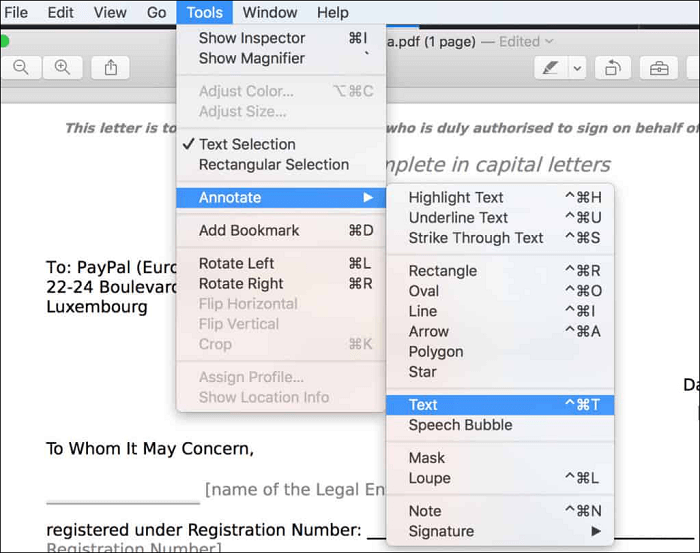 Einen Hyperlink in einer PDF-Datei mit Vorschau auf Mac erstellen