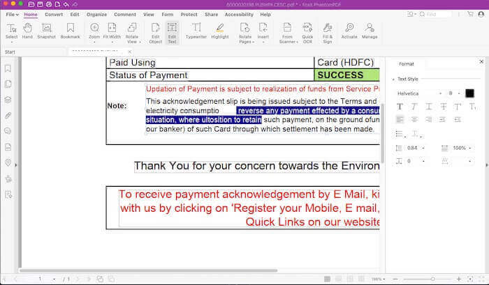 Text in PDF auf dem Mac mit Foxit löschen
