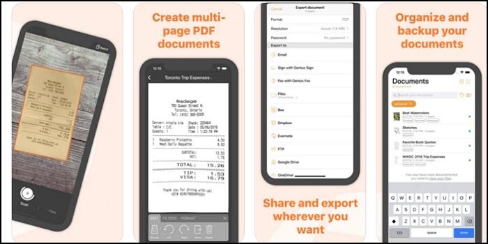 Top 4 der besten kostenlosen PDF-Scanner auf dem iPhone - Genius Scan