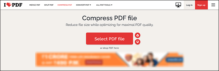 PDF-Größe manuell online verkleinern - iLovePDF