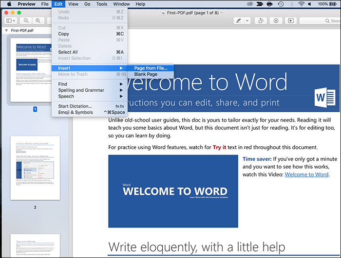 PDFs mit Preview auf dem Mac zusammenfügen