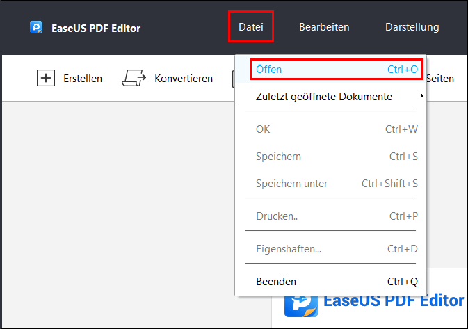 Wasserzeichen aus PDF löschen - PDF-Datei in EaseUS PDF Editor öffnen