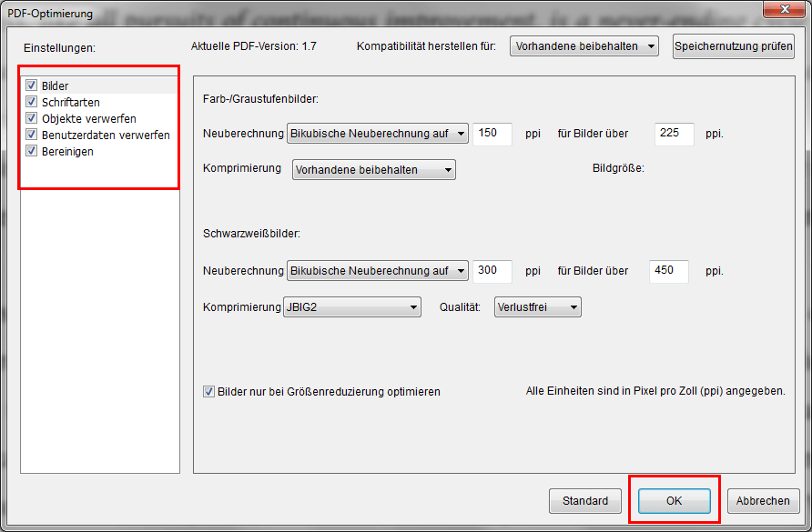 PDF-Datei optimeren