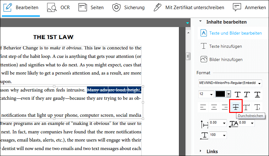 Text in PDF-Datei bearbeiten