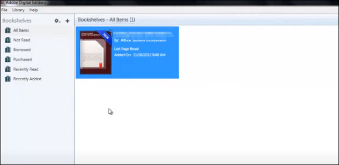 Adobe Digital Editions Benutzeroberfläche
