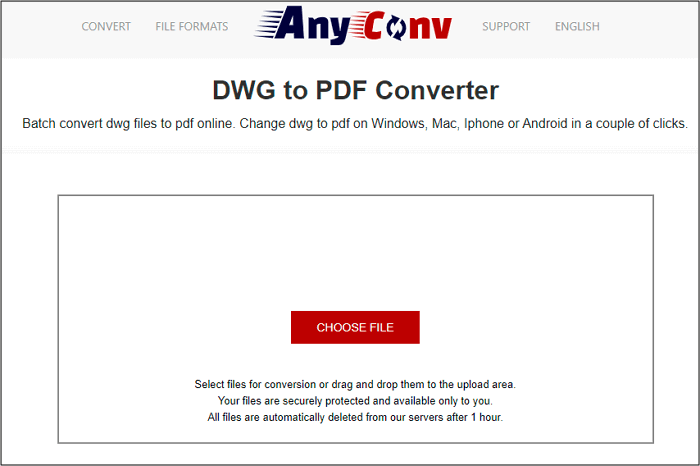 DWG-Dateien zu PDF-Dokumenten konvertieren - Anyconv