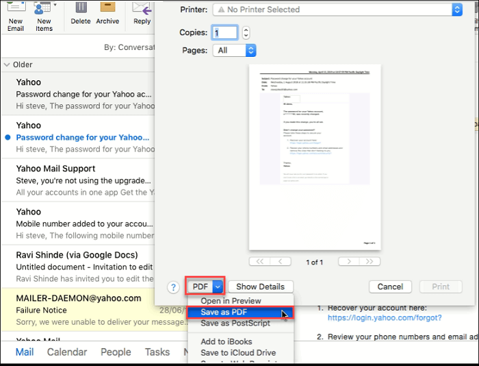 Outlook-E-Mails auf dem Mac als PDF-Datei speichern