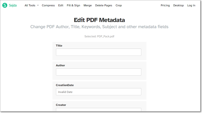 PDF-Metadaten online bearbeiten