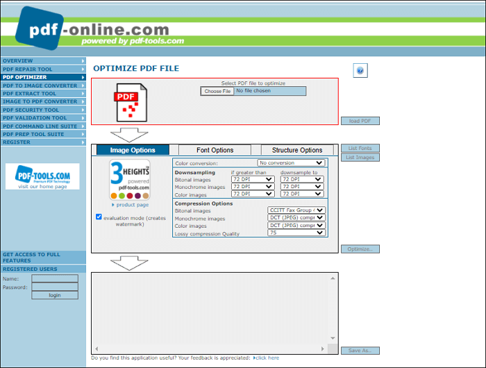 PDF-Dateien optimieren - PDF Online