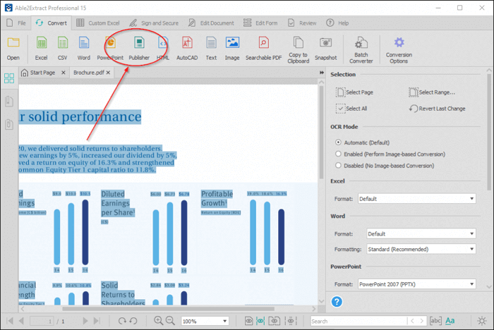 PDF-Dokumente zu Publisher-Dateien konvertieren - Able2Extract
