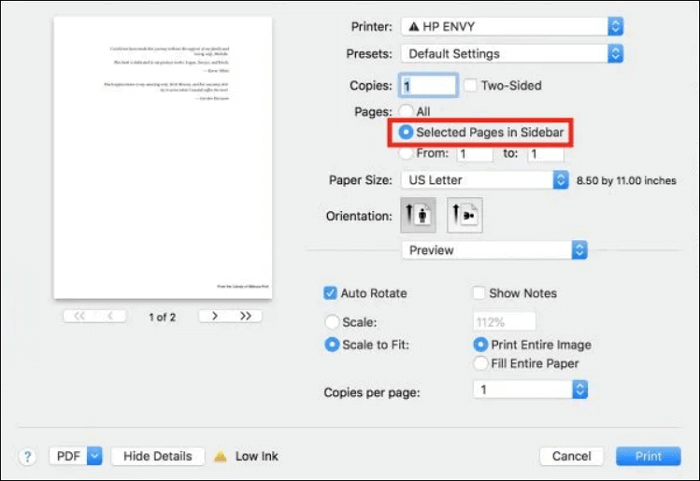 PDF-Dateien ohne Ränder in Preview drucken