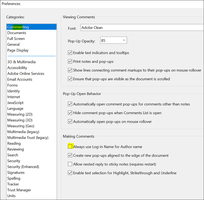 Notizen und pop-ups in Adobe Acrobat drucken