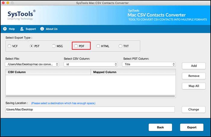 CSV-Datei in PDF-Konverter auf Mac - Systools