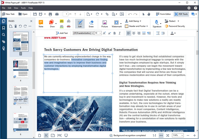 Abby Finereader 편집자 - Windows 10 PDF 편집기