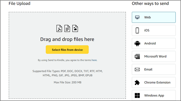 Add PDF via Send to Kindle App