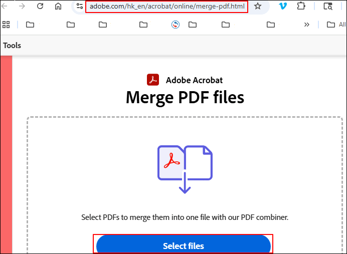 adobe acrobat click select files