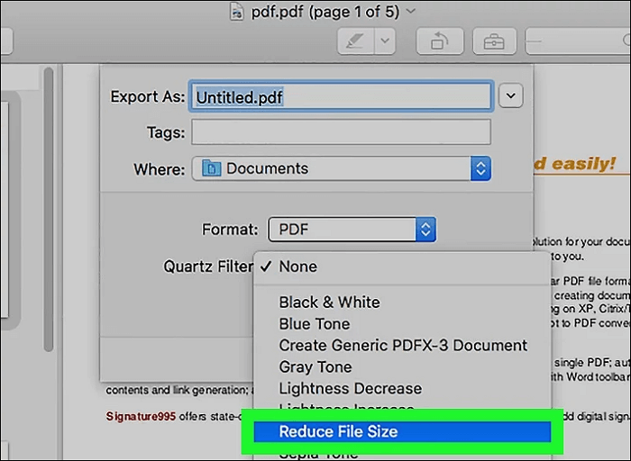 Reduce PDF file size Mac using Preview