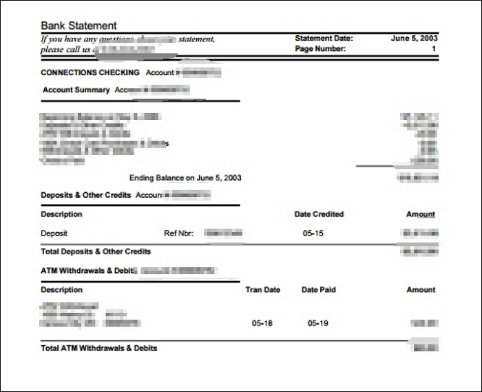 bank statement template excel