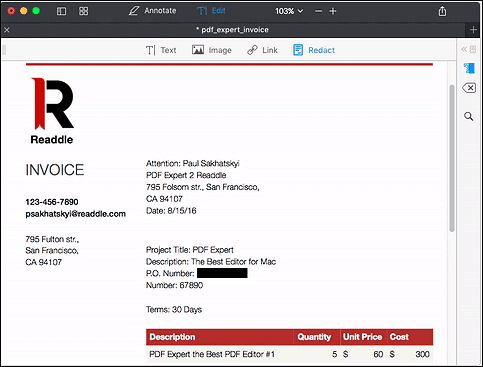 black out text in pdf on mac