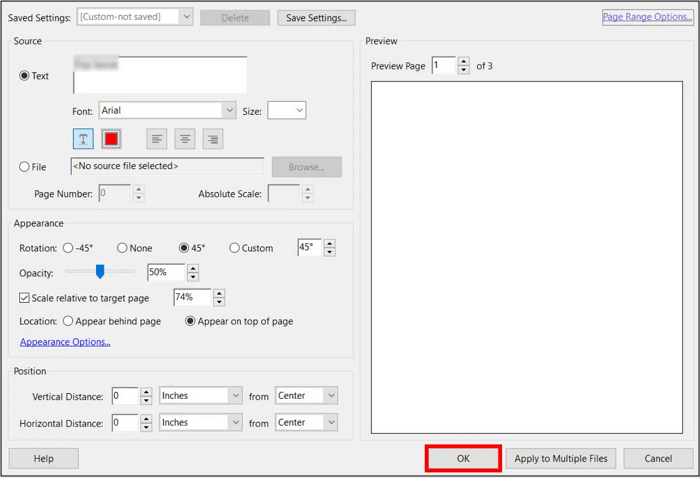 Customize and Save the Watermark