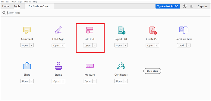 Open PDF in Adobe