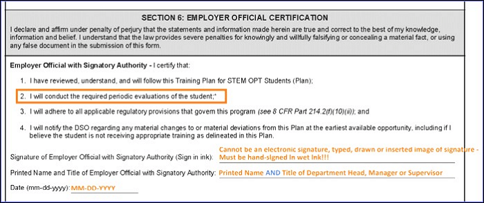 Employer Official Certification