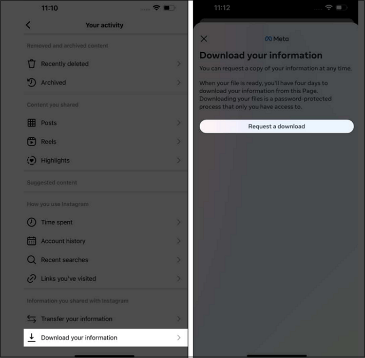 Schritt 2: Instagram-Chat auf dem Handy als PDF exportieren