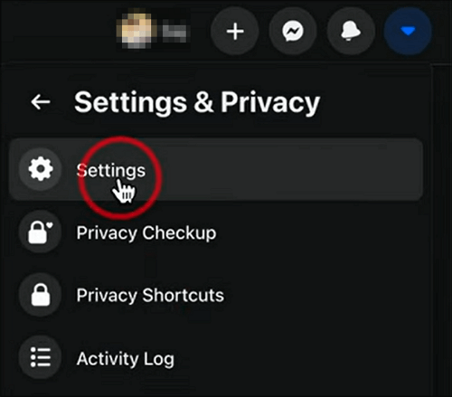 Go to Settings on Facebook