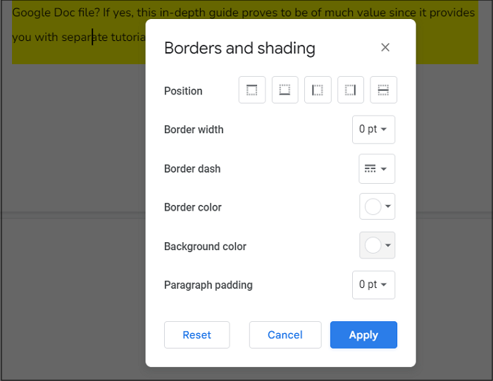 Remove background color from Google Doc