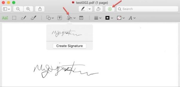 Click on Create Signature button