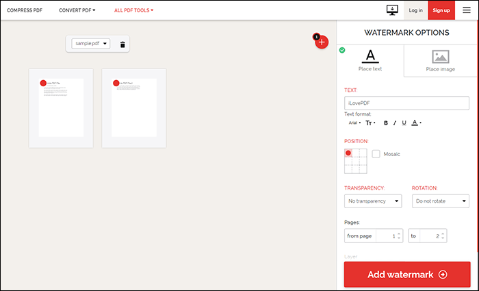 免費在線為 PDF 新增浮水印