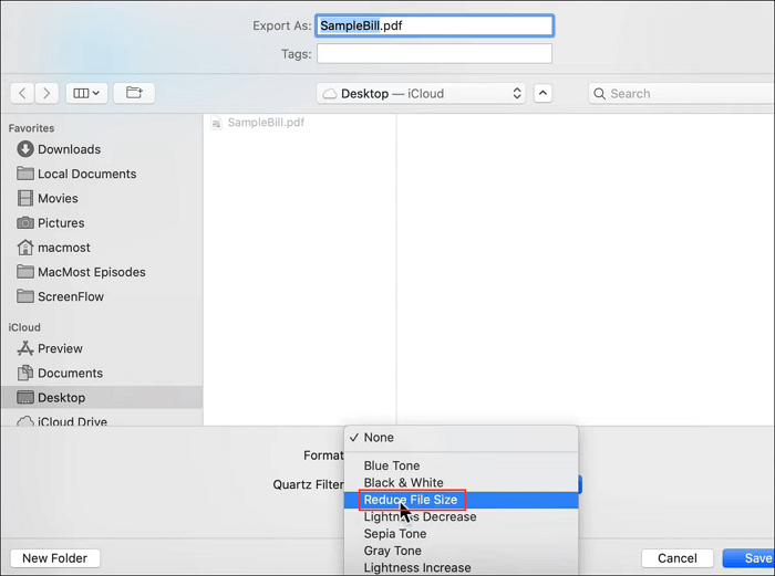 how to shrink pdf size mac