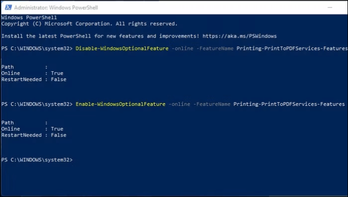 run the commands in powershell