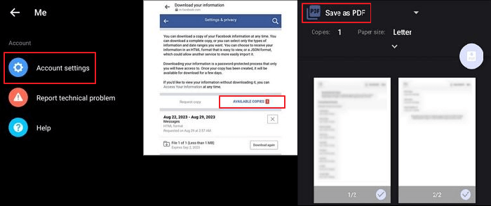 Export Facebook Chat to PDF on Phone
