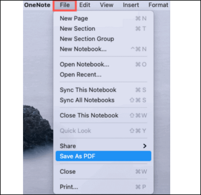 Convert OneNote to PDF on Mac