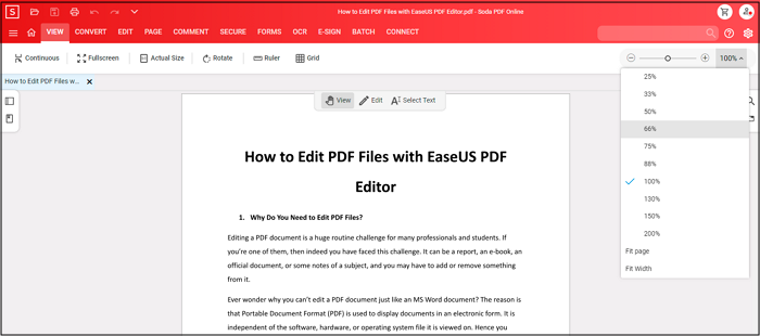 how to zoom in pdf presentation