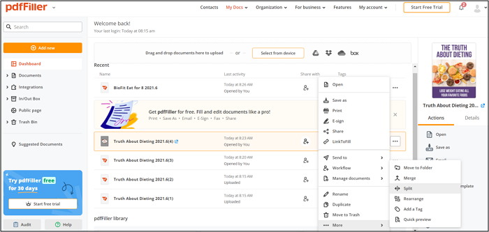 Step 2 to PDFfiller Split PDF Online