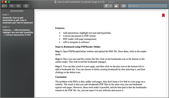 preview pdf bookmark