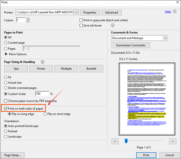 how to print pdf file on both sides of paper