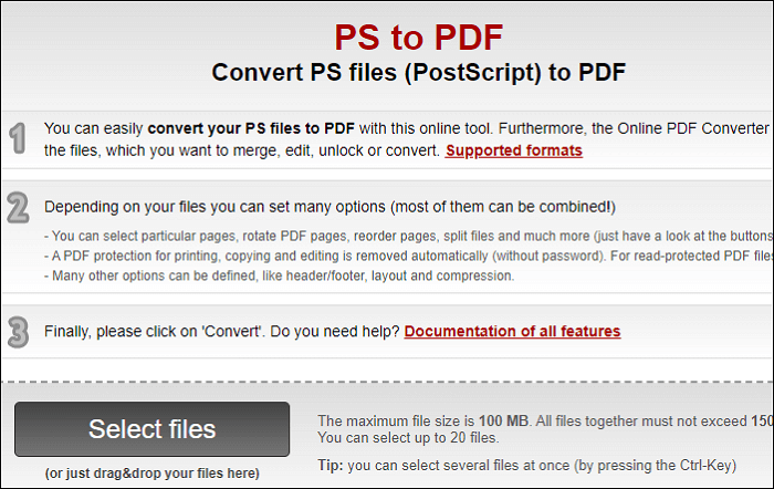 transform ps to pdf online