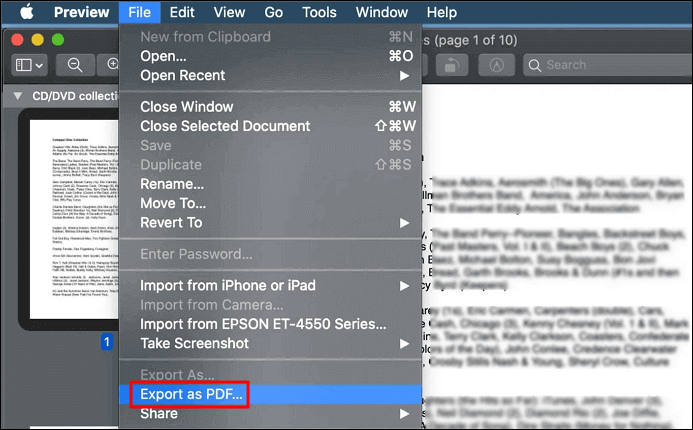 Save as PDF on Mac with Preview