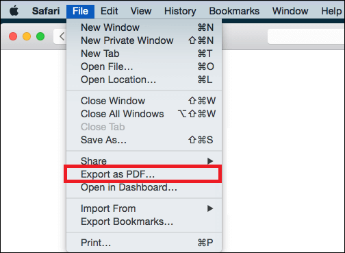 Save as PDF on Mac with Safari