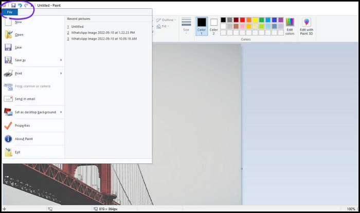 Click on File