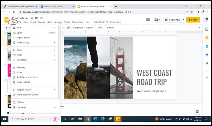 Click on File
