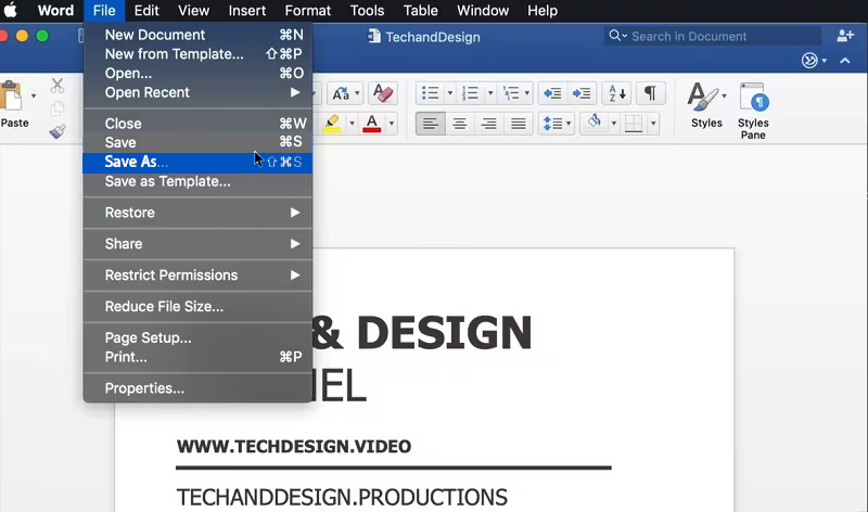Save word to pdf in mac