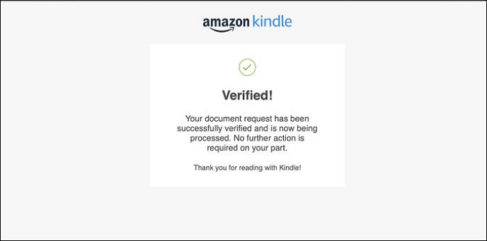 Verift request to send PDF to Kindle