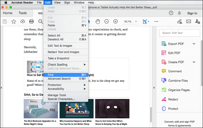 how to search pdf on mac